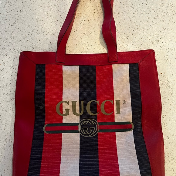 Gucci Red and Blue Sylvie Web Tote Bag - Picture 5 of 9